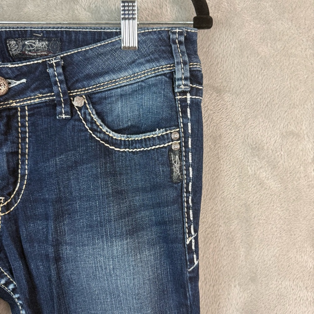 Silver Suki Bootcut Dark Wash Embroidered Jeans Women’s 30 - Picture 4 of 12